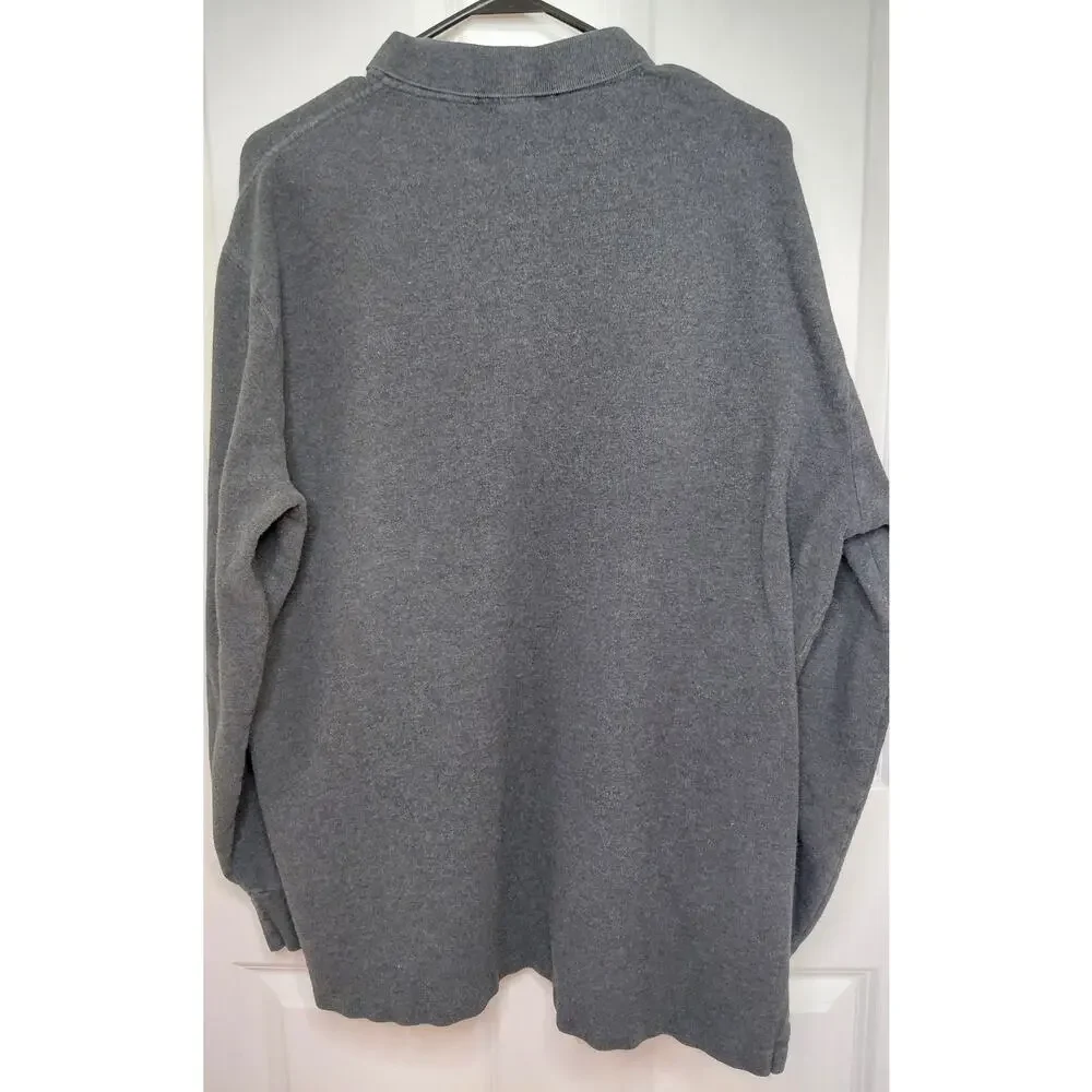 Polo Ralph Lauren Mens XL Long Sleeve Polo Shirt Gray Purple Pony Vintage Preppy